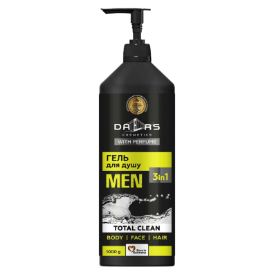 Dalas Men Total Clean Żel pod prysznic z pompką 3w1 do twarzy, ciała i włosów - 1000g 