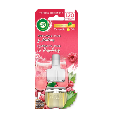 Air Wick Essential Oils Wkład do Elektrycznego Odświeżacza Musujące Rose z Maliną | 19 ml
