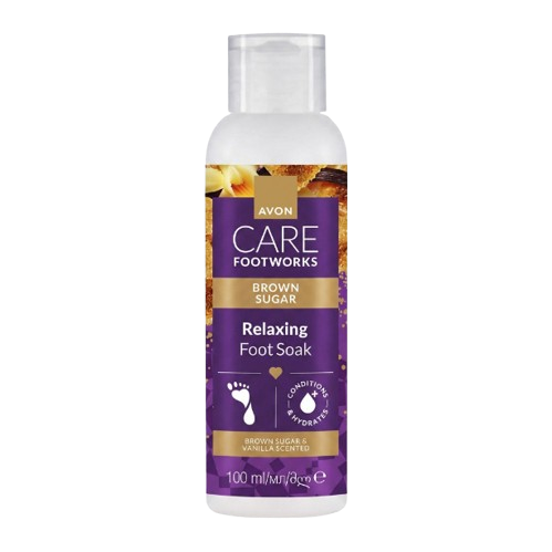 Avon FootWorks Brown Sugar - Relaksująca kąpiel do stóp - brązowy cukier i wanilia - 100ml (1)