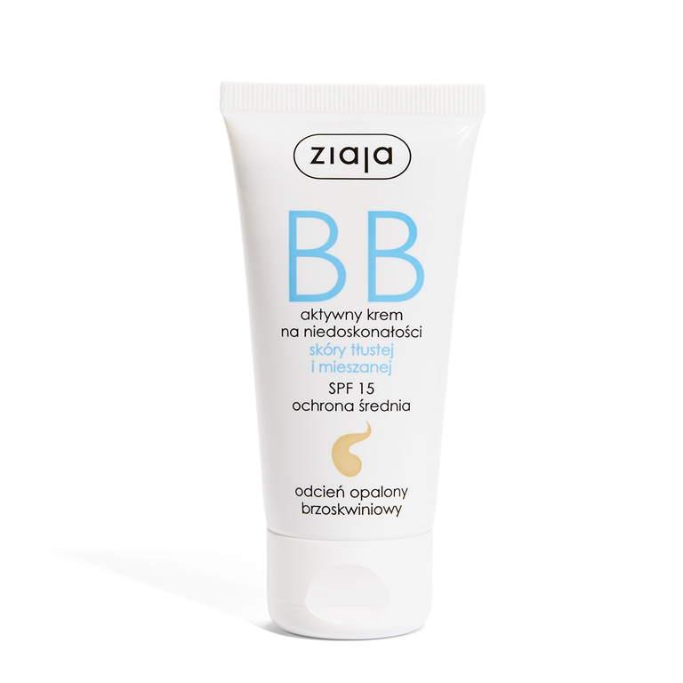 Ziaja BB aktywny krem na niedoskonałości skóry tłustej i mieszanej - odcień opalony brzoskwiniowy - 50ml (1)